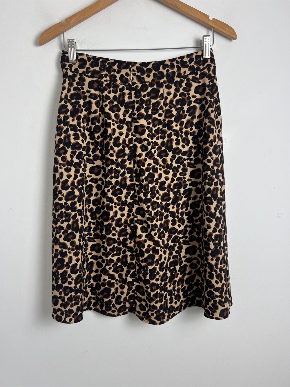LOFT Size 2 Black And Beige Leopard Print High Waist A-Line Skirt